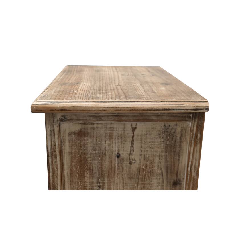 Rustic Wooden Storage Cabinet with Decorative Cutout Door & 3 Drawers, Tall Narrow Organizer for Living Room, Bedroom