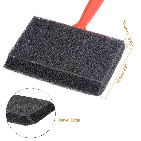dimension image slide 0 of 2, 4" Foam Paint Brushes Bevel Edge w Plastic Handle Sponge Brush 2Pcs - Black