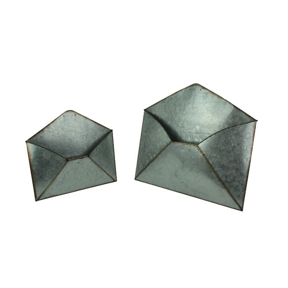 Shop Set Of 2 Galvanized Zinc Finish Envelope Wall Baskets