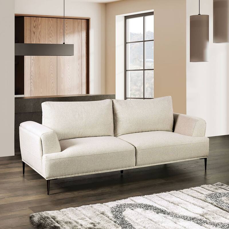 Furniture of America Paola Mid-Century Modern 3-Piece Beige Chenille Adjustable Sofa Setwith Extendable Back