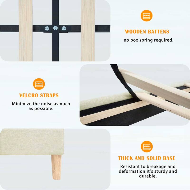Modern Platform Bed with Adjustable Headboard