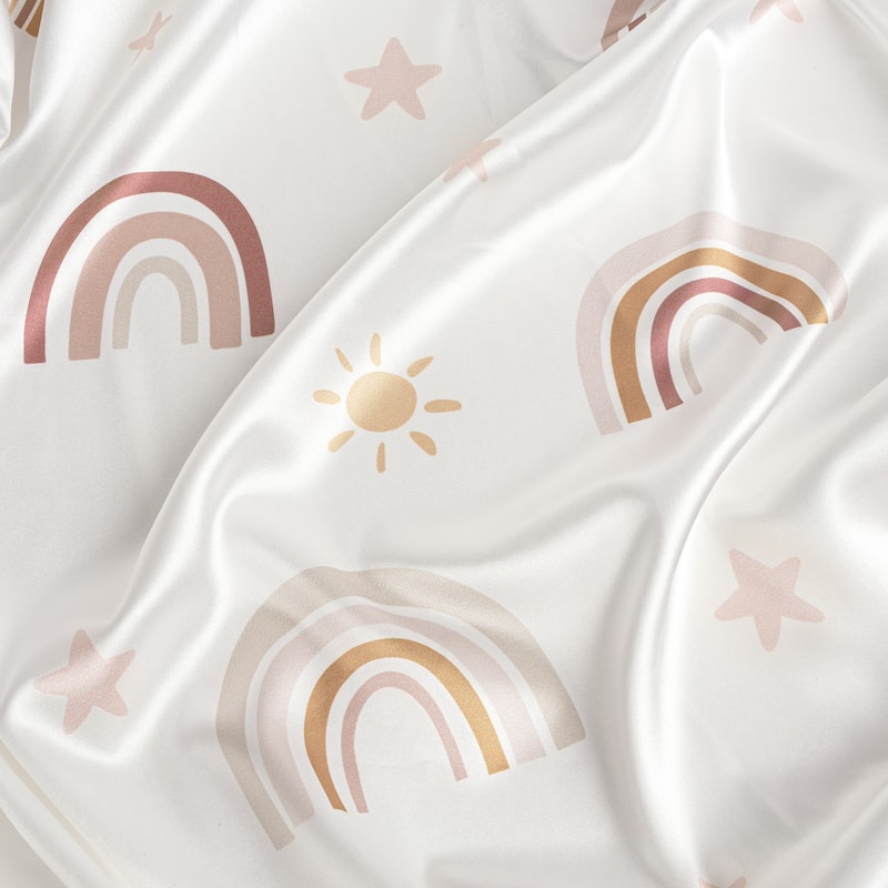 Sweet Jojo Designs Boho Rainbow Girl Satin Fitted Crib Sheet Blush Pink Yellow Bohemian Modern Neutral Vintage Gold Mauve Beige