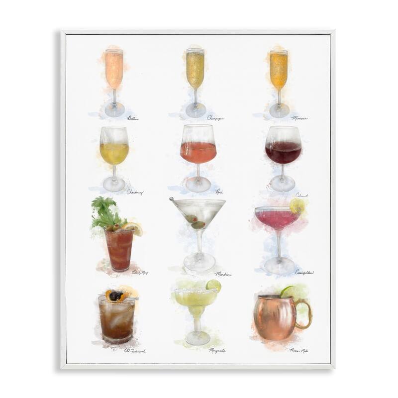 Stupell Soft Artisanal Cocktails Menu Framed Giclee Art Design By Matthew Piotrowicz - 16 x 20 - White