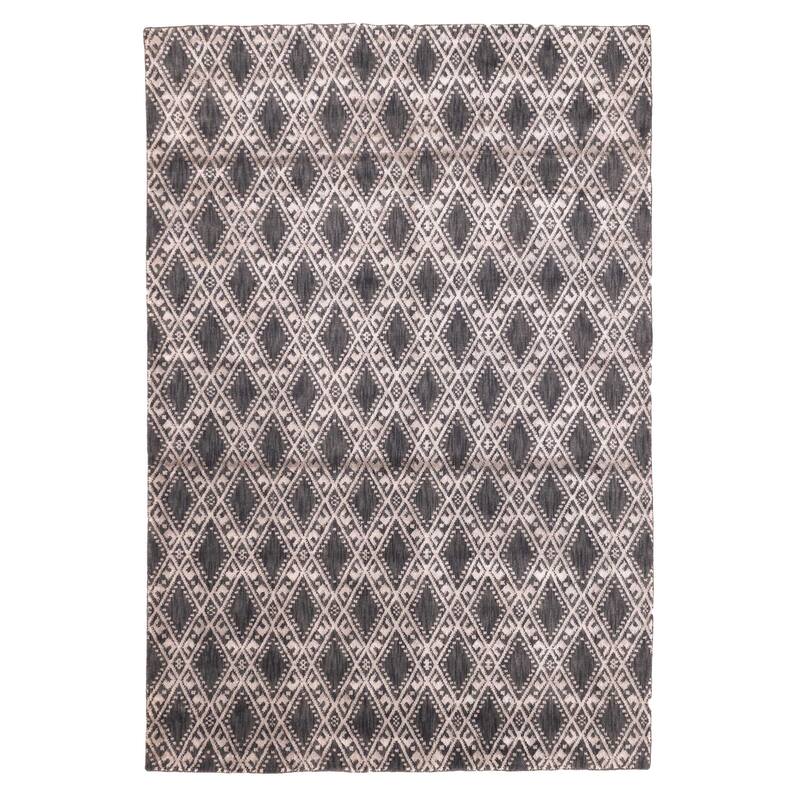 ECARPETGALLERY Hand Loomed Elysian Dark Grey, Light Grey Viscose, Wool Rug - 5'10 x 8'8