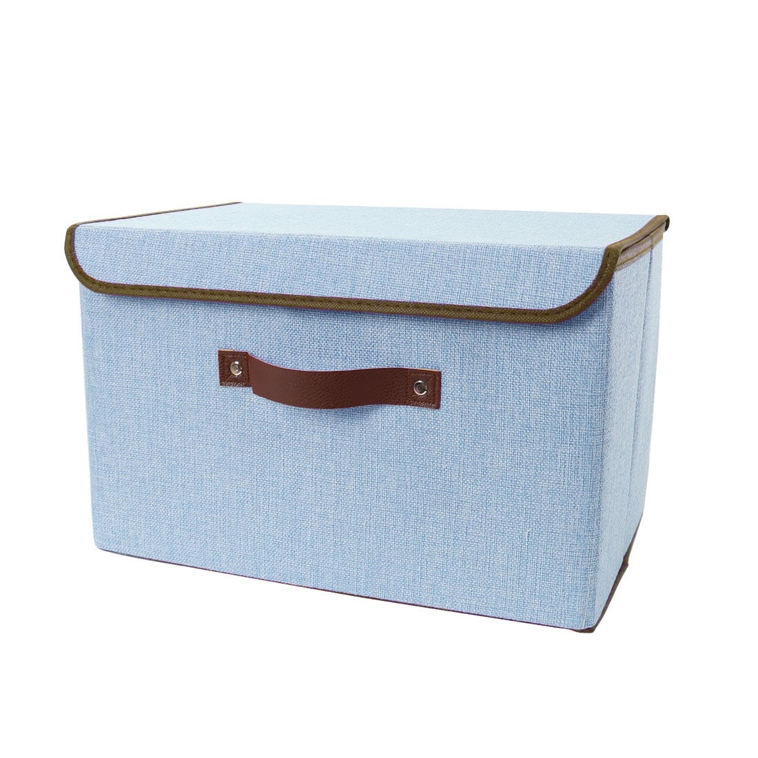 Foldable Fabric Storage Bin Box Cube Organizer With Lid Faux Leather Handles On Sale Overstock 28517484