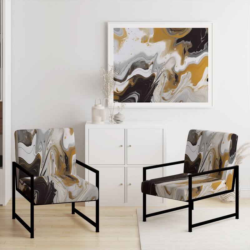 Designart "Segment Layers of Marbled Rock" Upholstered Fractals Accent Chair and Arm Chair