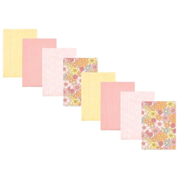 slide 1 of 1, Hudson Baby Girls Cotton Poly Flannel Burp Cloths 8-Pack, Peace Love Flowers, One Size - Peace Love Flowers 8-Pack - One Size One Size - Peace Love Flowers 8-Pack