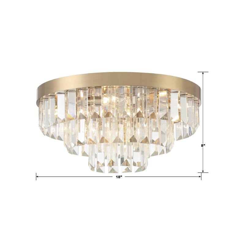 Hayes 8 Light Aged Brass Ceiling Mount - 18"W x 8"H x 18"D