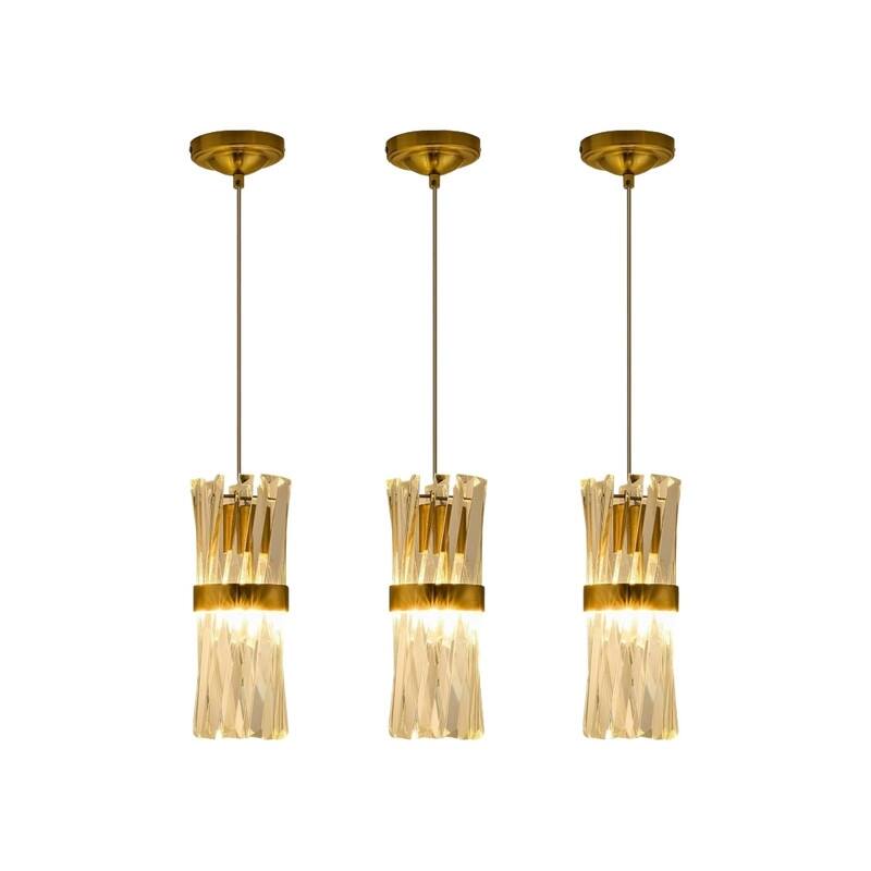 3 Pack bathroom lighting gold pendant light Crystal, metal island lighting
