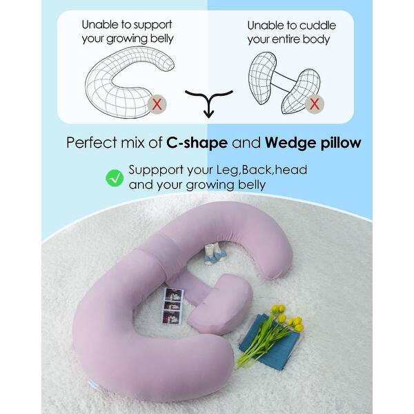 Cooling Pregnancy Pillows,E Shaped Full Body Pillow for Sleeping, with  Pregnancy Wedge Pillow,60 Inch Maternity Pillow - Bed Bath & Beyond