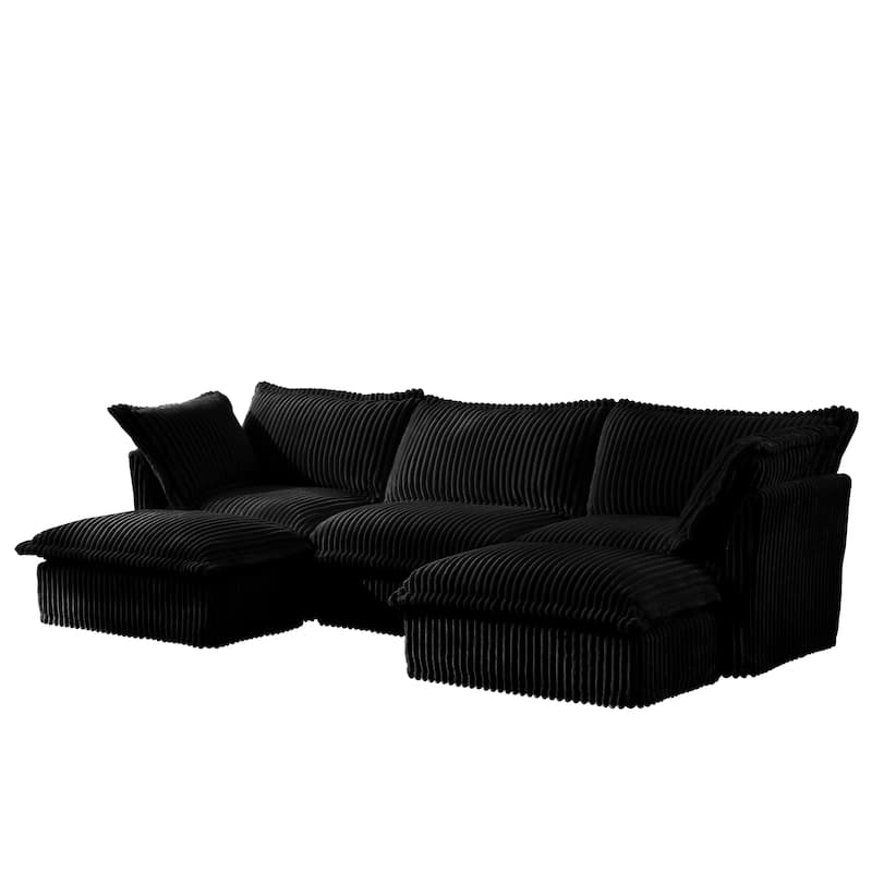 Upholstered Sofa for Living Room, U-Shaped Modular Sectional Sofa, Deep Seat 3-Seater Couch with Multiple Cushions for Apartment