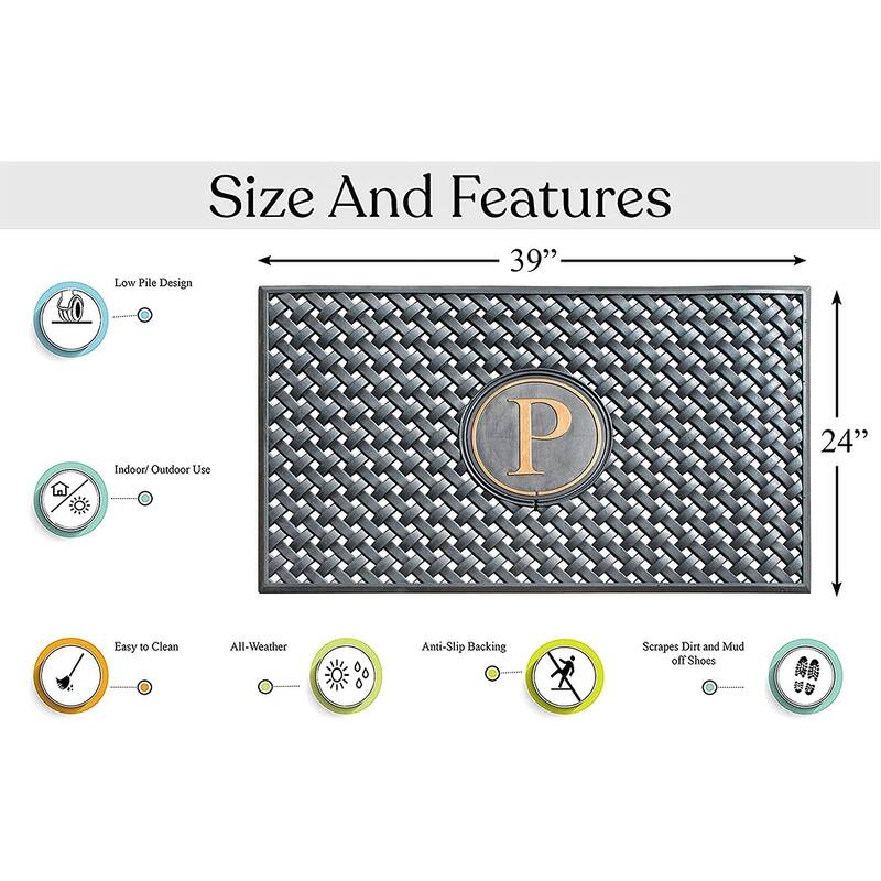 A1HC 100% Pure Rubber Monogrammed Front Door Mat 24" x39" Indoor Outdoor Doormat