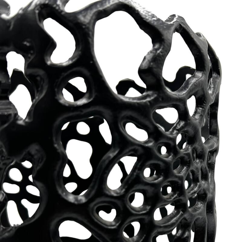 Decorative Handmade Aluminum Cylinder Hurricane Candle holder in Black