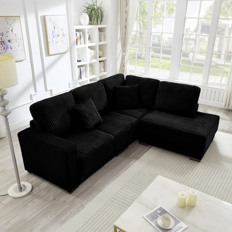 93" L-shaped Convertible Sectional Sofa with Reversible Chaise Lounge