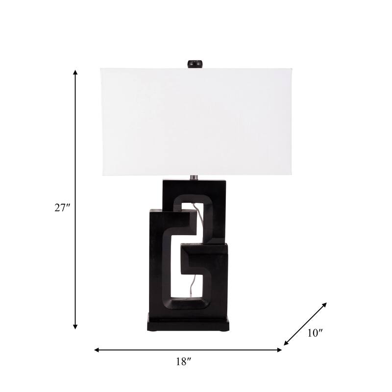 Sagebrook Home Modern Neutral Wood, 27"H Geometric Black Table Lamp - 18" x 10" x 27" - 18" x 10" x 27"