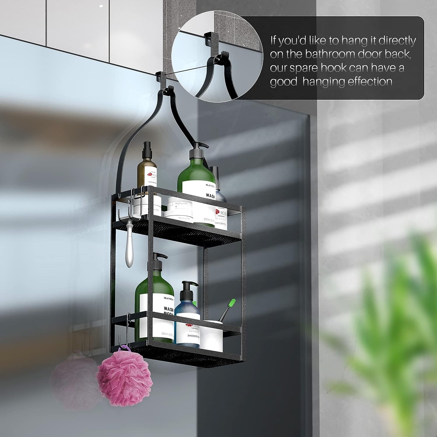 Over-the-Shower Caddy with Hooks