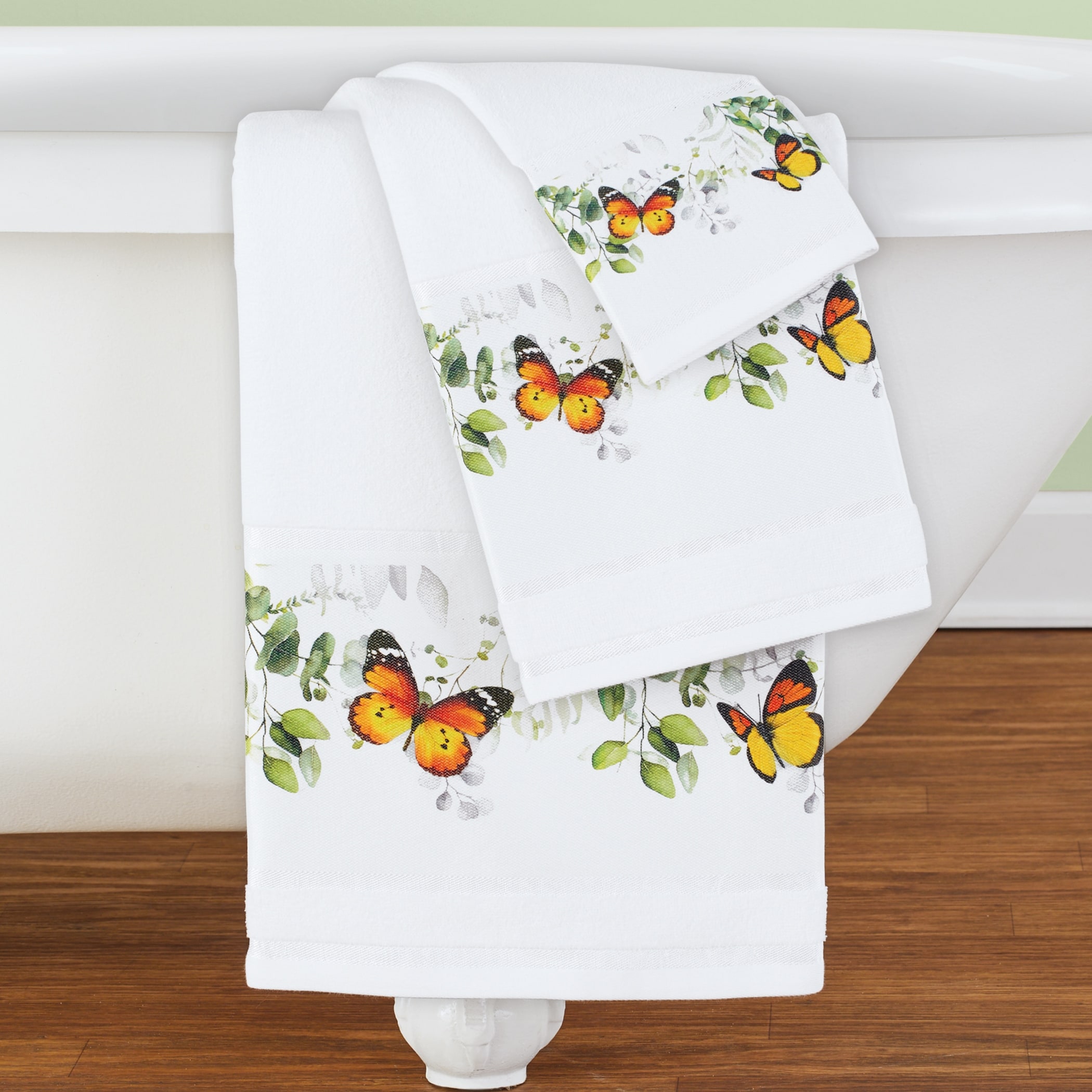 Beautiful Botanical Butterfly 3 Piece Bath Towel Set 9.500 x 6.250 x 4.000 Bed Bath Beyond 37666148