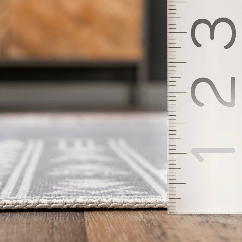 Nuloom Joelle SpinClean Machine Washable Tribal Geometric Border Area Rug