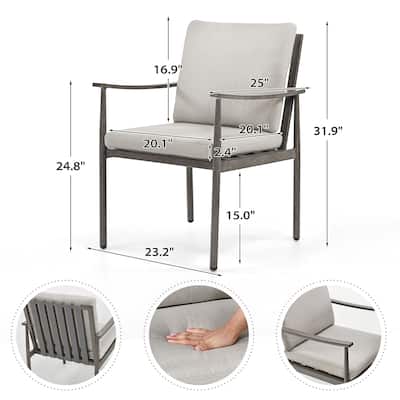 SleekLine 7-Piece Aluminum Patio Dining Set with Webbing Chair Back and Removable Cushions