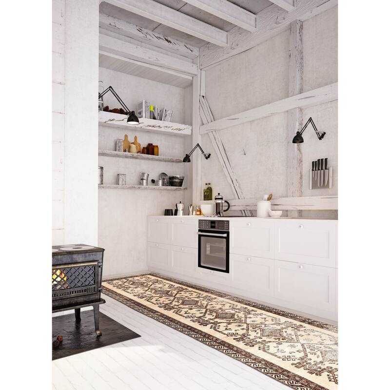 ECARPETGALLERY Hand-knotted Antalya Vintage Cream Wool Rug - 2'10 x 11'5