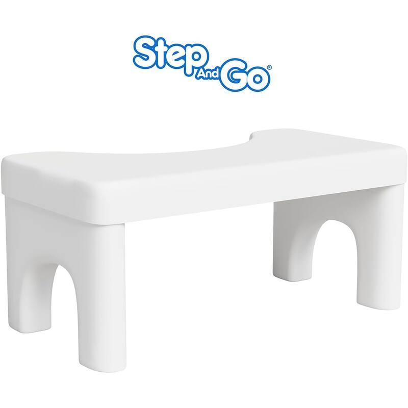 Step and Go Toilet Stool for Bathroom, Potty Poop Squat Stool 7" - White