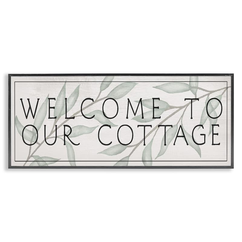 Stupell Rustic Cottage Welcome Framed Giclee Art Design By Lil' Rue - 30 x 13 - Black