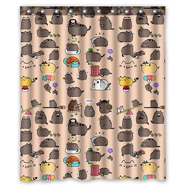 Shop Funny Hipster Cat Customized 100 Polyester Bathroom Shower