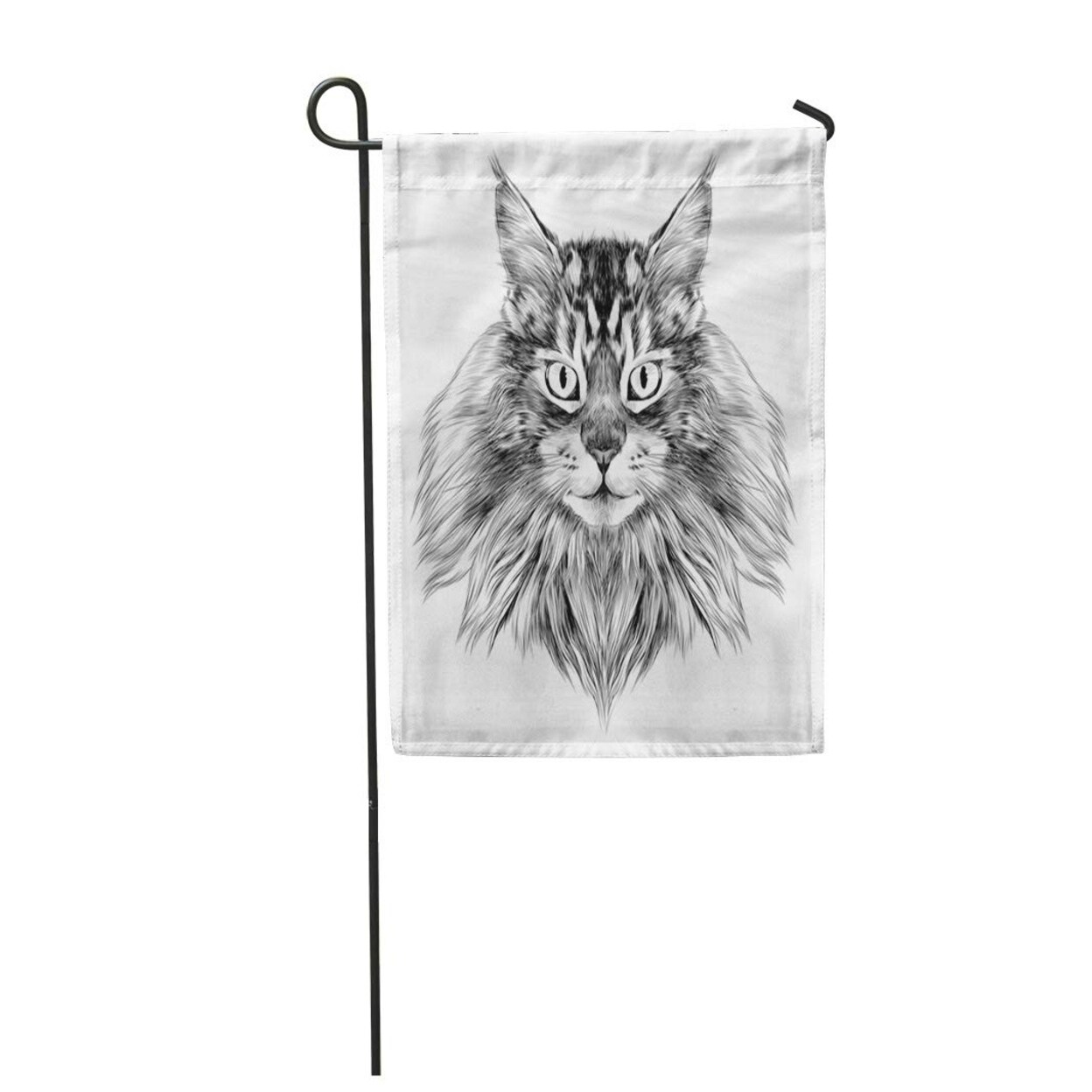 Shop Portrait Cat Breed Maine Coon Face Sketch Black And White Drawing Adult Garden Flag Decorative Flag House Banner 12x18 I Overstock 31341850