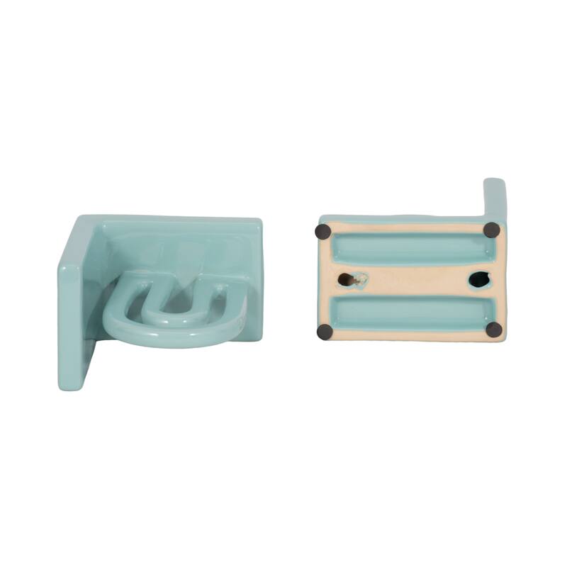 Sagebrook Home Arch Bookends Contemporary Ceramic Rainbow Arched Bookend Set for Book Display and Organization - 5" x 3" x 6"