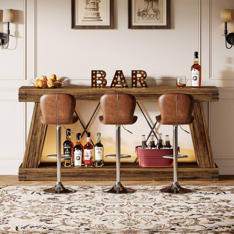 70.9” Farmhouse Console Table, Brown Entryway Table with Storage - Large