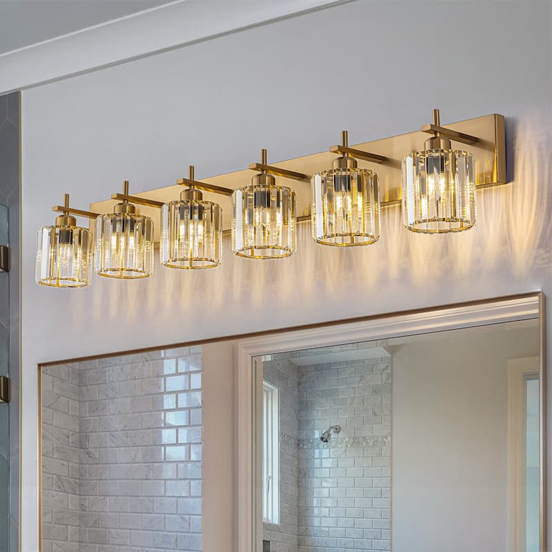 Mid-Century Modern Dimmable Bathroom Vanity Light Crystal Glass Wall Sconce