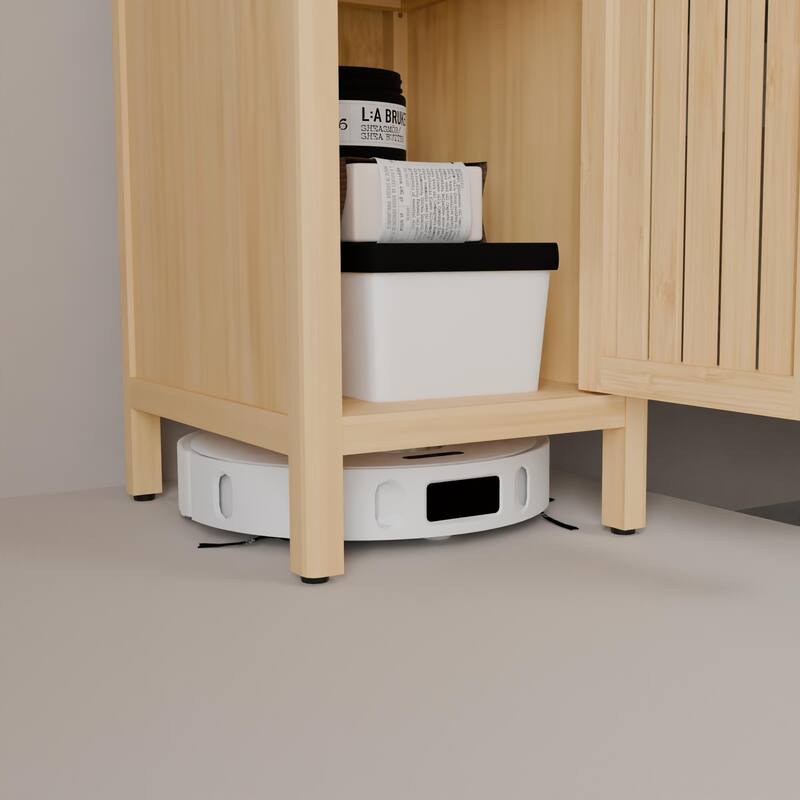 Natural Tall Bamboo Cabinet, Large Capacity Thin Design for Storage