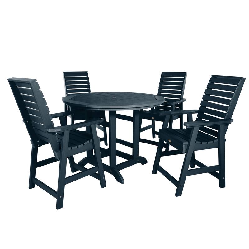 Weatherly 5-piece Outdoor Dining Set - 48" Round Table, Counter-height - Federal Blue