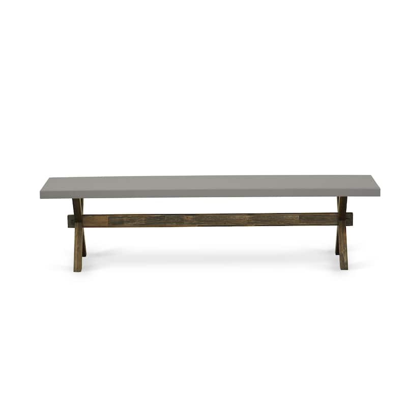 East West Furniture X-Style Modern Dining Bench with Wooden Seat, 72x15x18 Inch, Multi-Color (Finish Options)