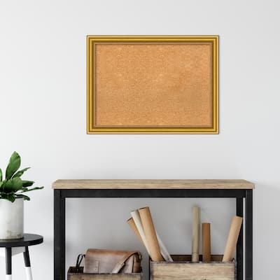 Townhouse Gold Wood Framed Natural Corkboard Bulletin Board