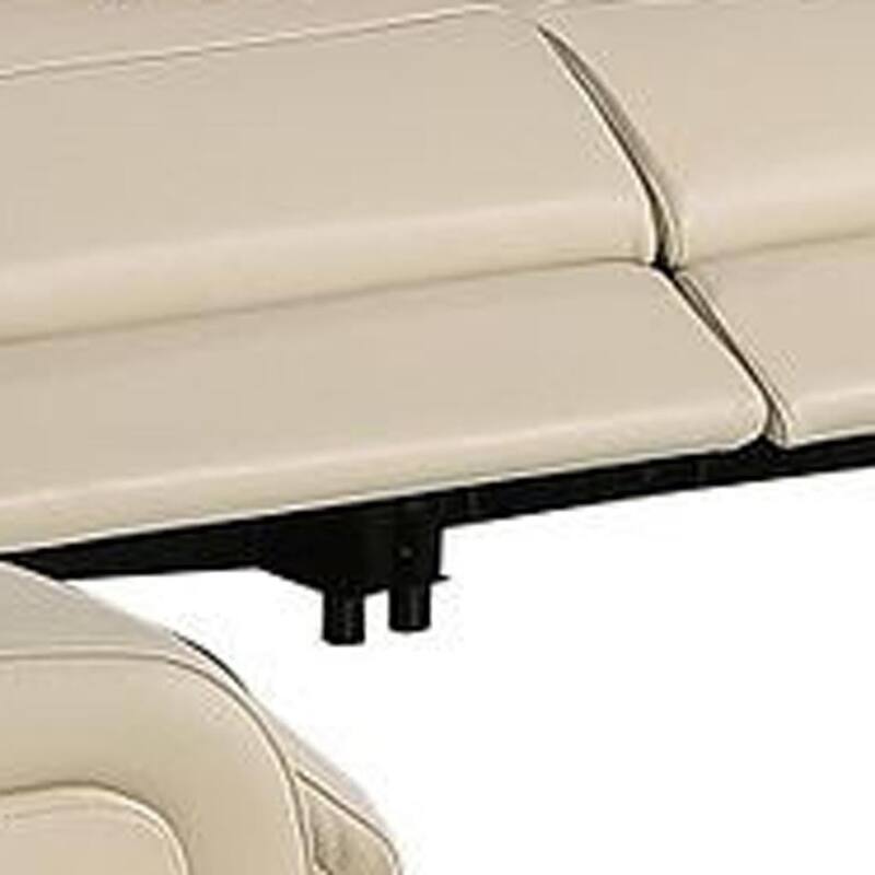 HomeRoots Beige Italian Leather Power Reclining U Shaped Ten Piece Corner Sectional With Console