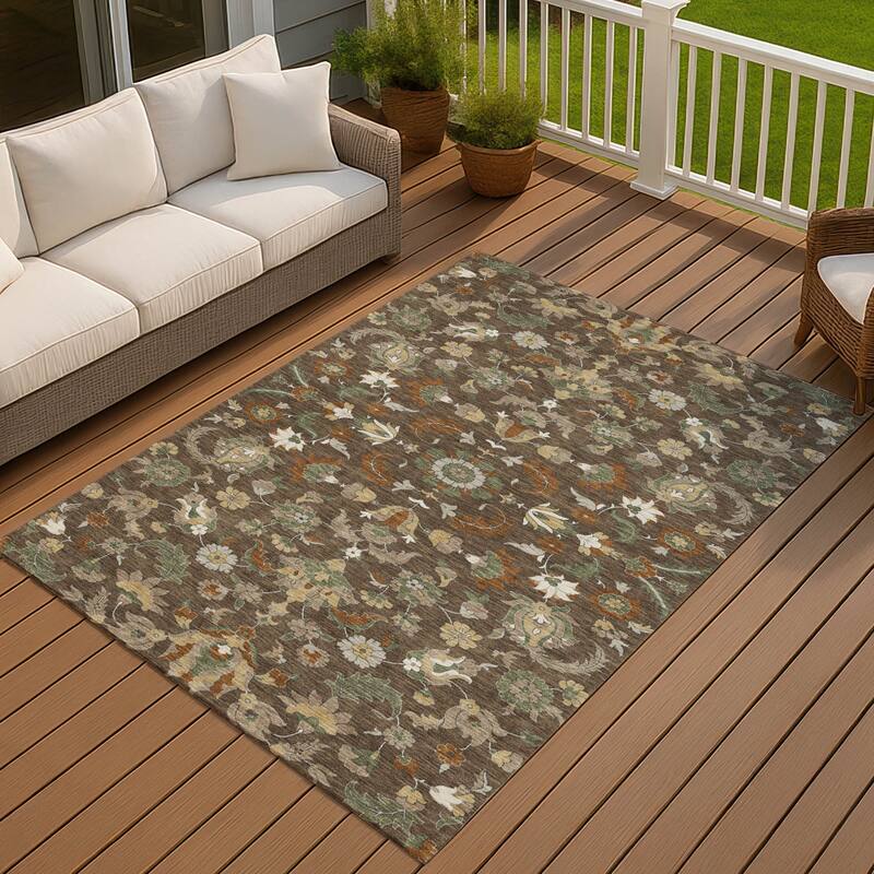 Machine Washable Indoor/ Outdoor Traditional Lanelle Chantille Rug