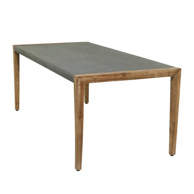 Dark Gray Wood Outdoor Table with Wood Legs