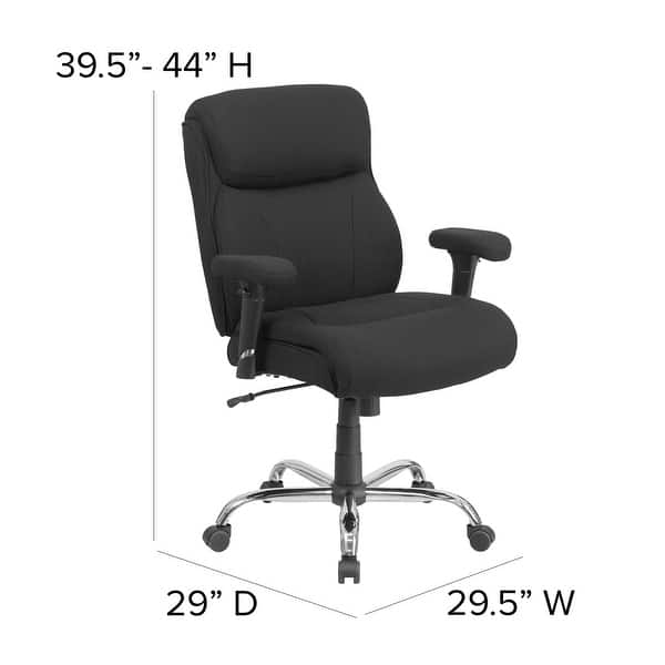 Big Tall 400 Lb Rated Mid Back Black Fabric Ergonomic Task Office Chair Overstock 10125218