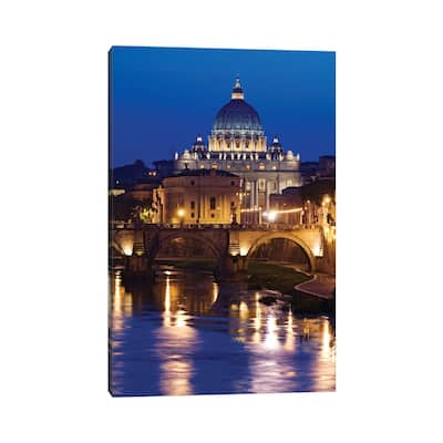 iCanvas "Italy, Rome, St. Peters Basilica, Tiber River night scene." by Jaynes Gallery Canvas Print