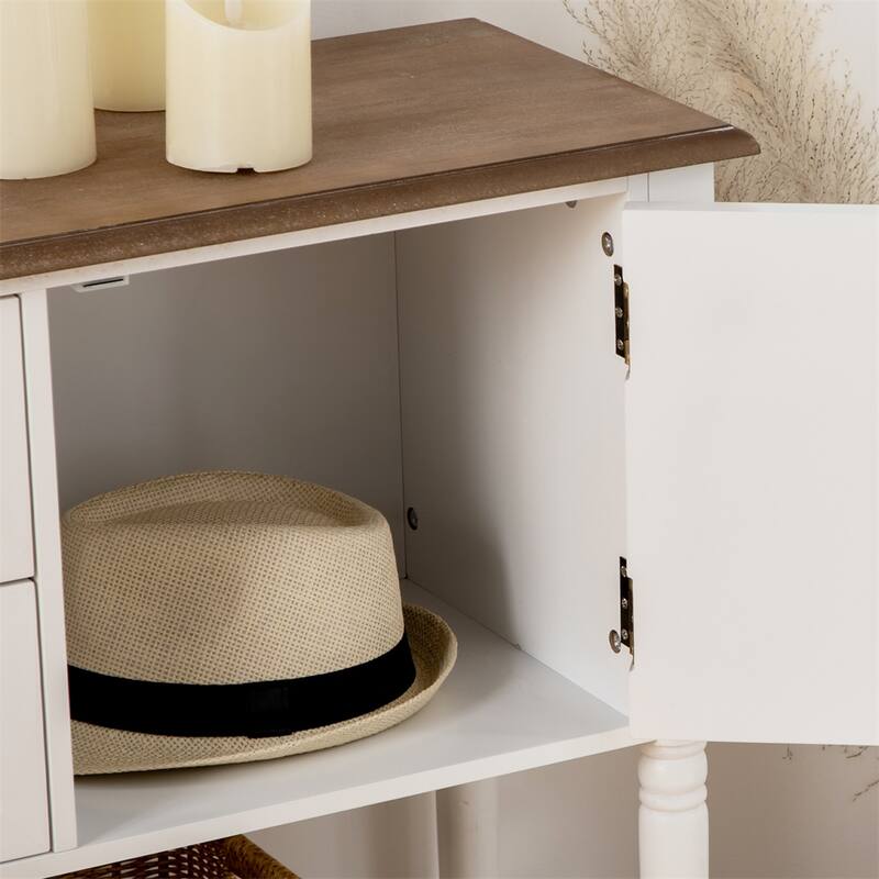 Console Table with Drawers and Bottom Shelf