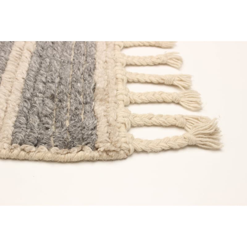 ECARPETGALLERY Hand-knotted Tangier Grey Wool Rug - 5'1 x 8'0