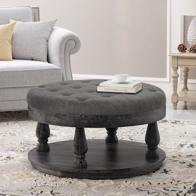 Hewlett Contemporary Fabric Round Ottoman by Christopher Knight Home