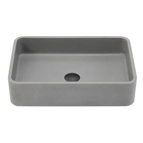 Vinnova Avila Grey Concrete Rectangular Vessel Bathroom Sink - 19.7"L×12.8"W×4.7"H