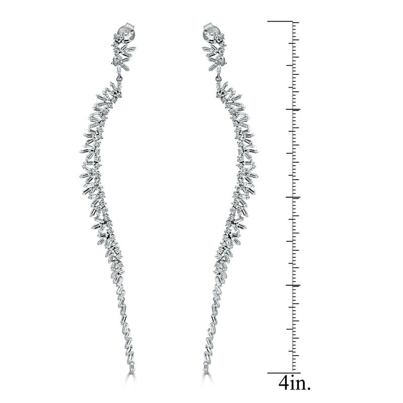 Auriya 3 carat TW Round and Baguette-cut Diamond Dangle Earrings 14k Gold - White (G-H, VS1-VS2)