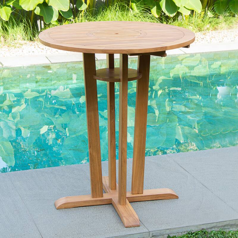 Cambridge Casual Paxton Teak wood Bar-height Patio Bistro Table