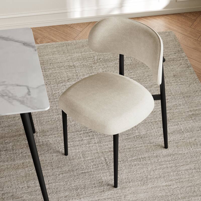 Vibe Upholstered Dining Chair with Black Metal Legs (Set of 6)