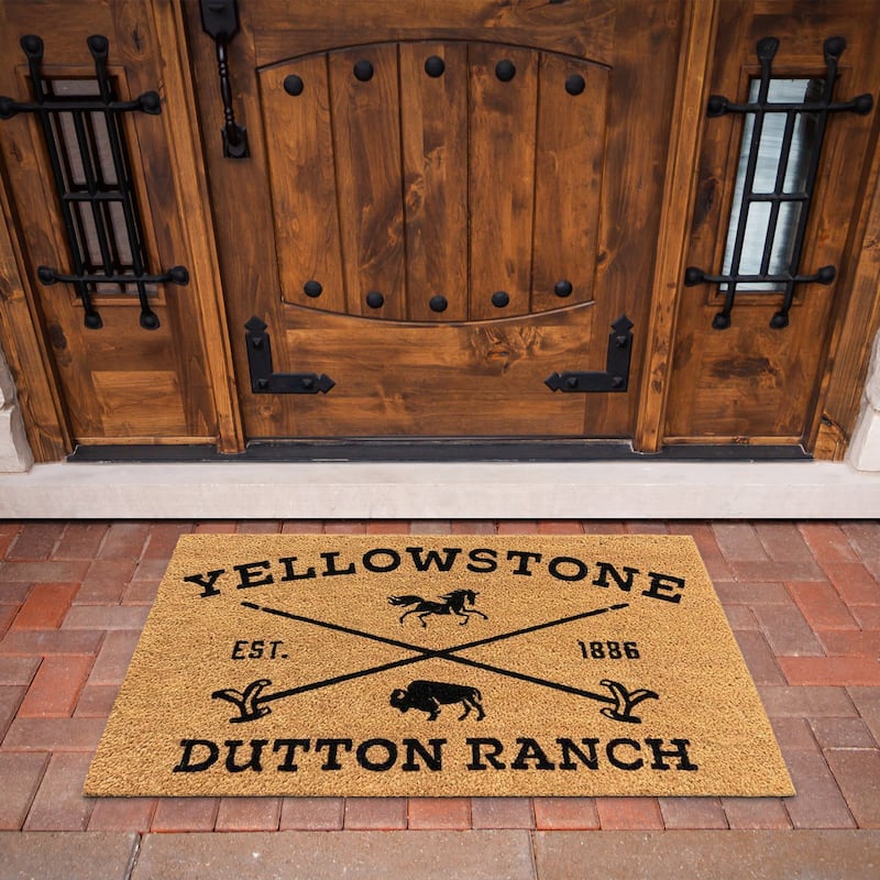 Licensed Paramount TV Series Yellowstone 'Dutton Ranch' Coir Indoor/ Outdoor Door Mats, 2PK