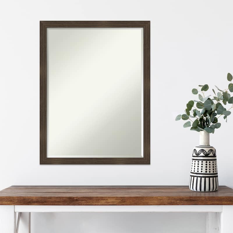 Woodgrain Stripe Half-Inch-Bevel Wood Framed Wall Mirror - Glass Size 18x24