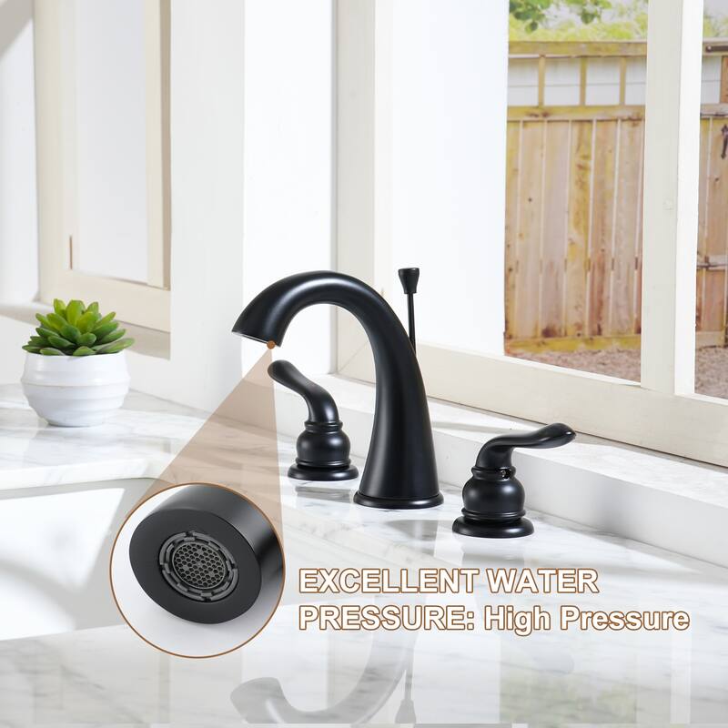 8 in. Double Handle Bathroom Sink Faucet in Matte Black